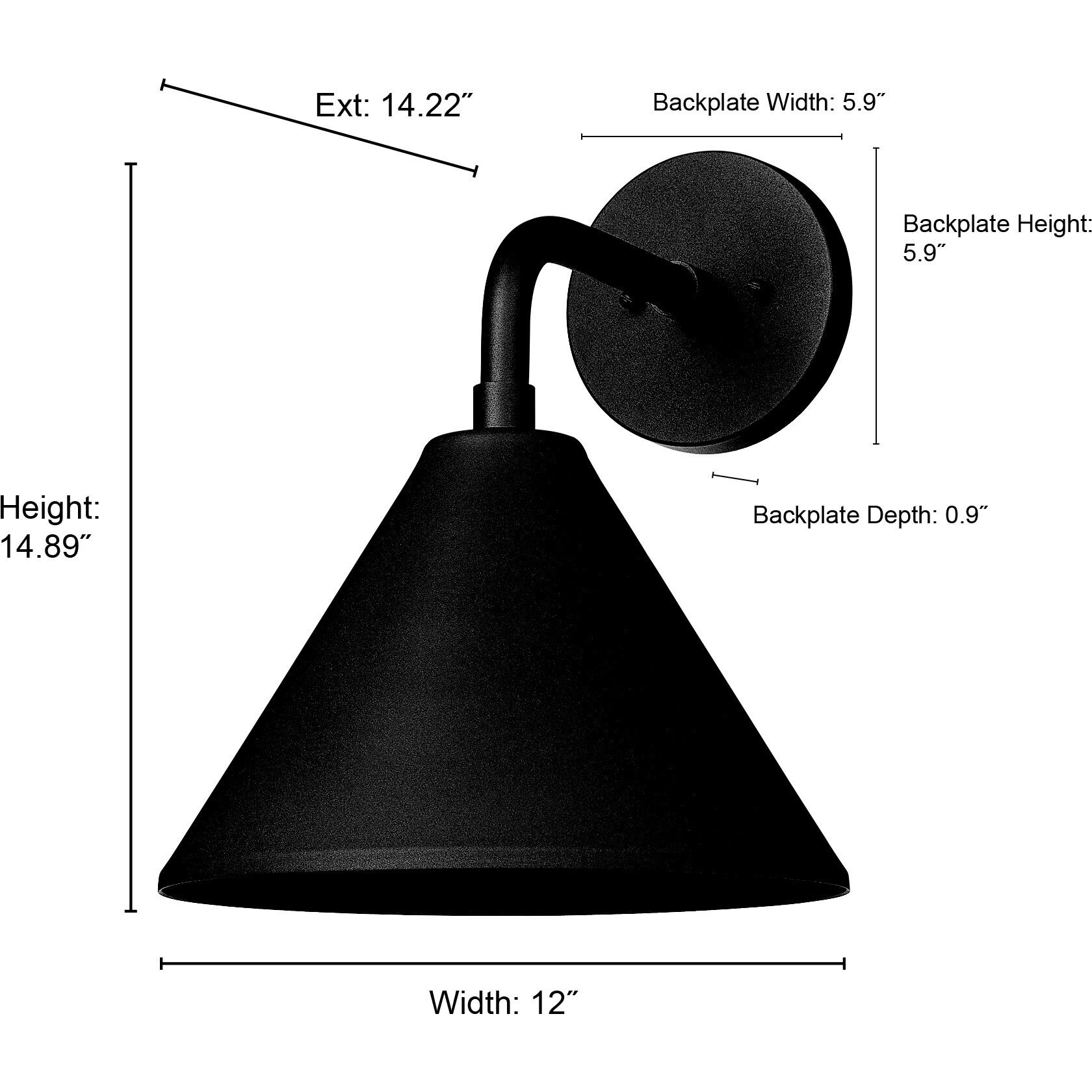 Axston 1 Light 15 inch Textured Black Outdoor Wall Sconce